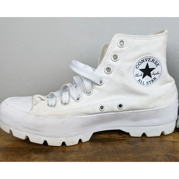 Converse Chuck Taylor All Star Lugged Women's White High Top 8.5 Canvas Sneakers - Picture 3 of 13
